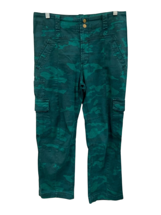 By Anthropologie Size 29 Green Cotton Blend Camo Zip & Button Straight Pants Green / 29