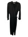 Vince Size XS Black Triacetate Blend Tie Waist V Neck Satin Long Sleeve Jumpsuit Black / XS