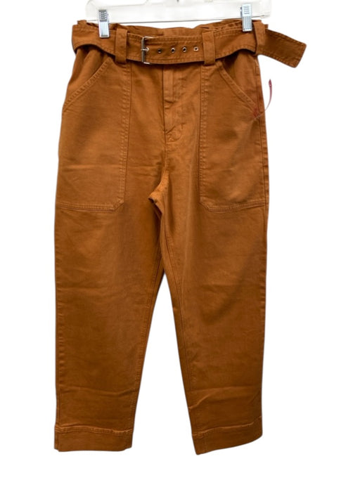 A.L.C. Size 8 Brown Cotton Blend Zip & Hook Closure Belted Patch Pockets Pants Brown / 8