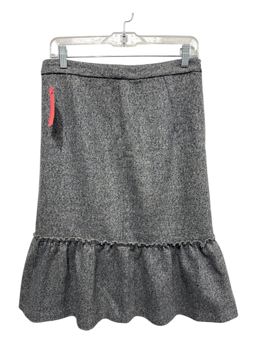 Halogen Size 6 Grey & White Wool Blend Polyester Tiered Hem Ruffle Accent Skirt Grey & White / 6