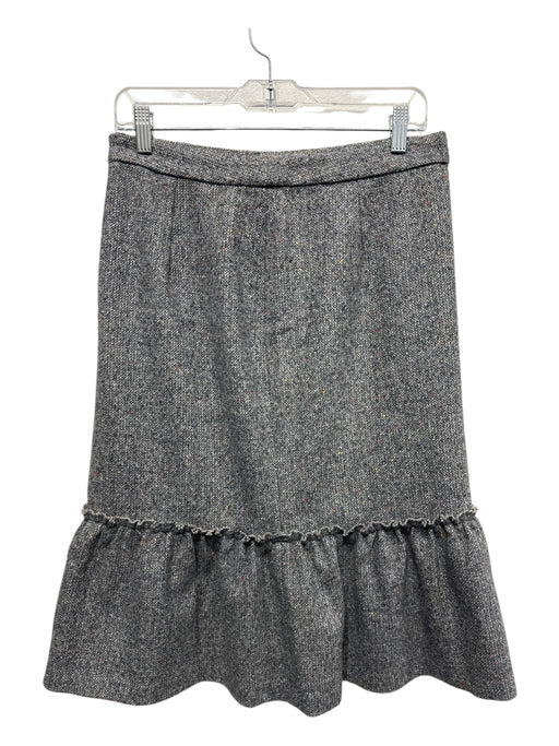 Halogen Size 6 Grey & White Wool Blend Polyester Tiered Hem Ruffle Accent Skirt Grey & White / 6