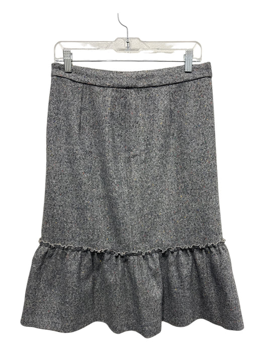 Halogen Size 6 Grey & White Wool Blend Polyester Tiered Hem Ruffle Accent Skirt Grey & White / 6