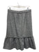 Halogen Size 6 Grey & White Wool Blend Polyester Tiered Hem Ruffle Accent Skirt Grey & White / 6