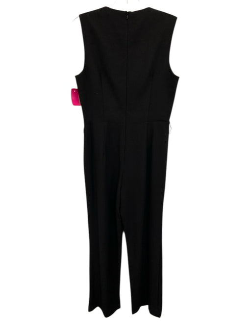 Trina Turk Size 6 Black No Fabric Tag Sleeveless V Neck Wrap Front Jumpsuit Black / 6