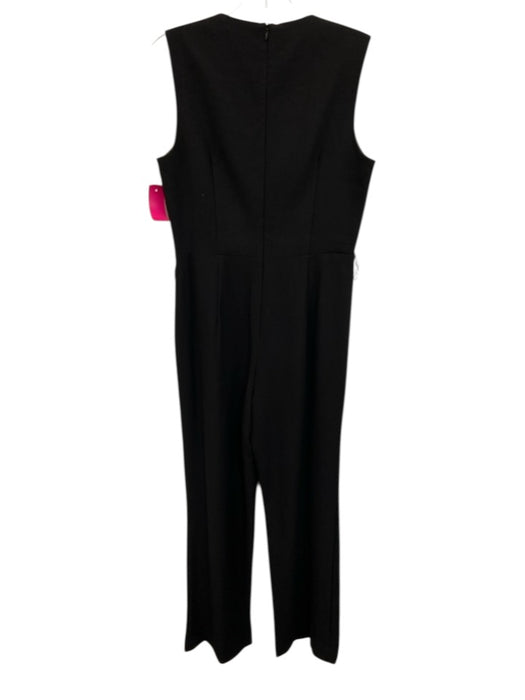 Trina Turk Size 6 Black No Fabric Tag Sleeveless V Neck Wrap Front Jumpsuit Black / 6