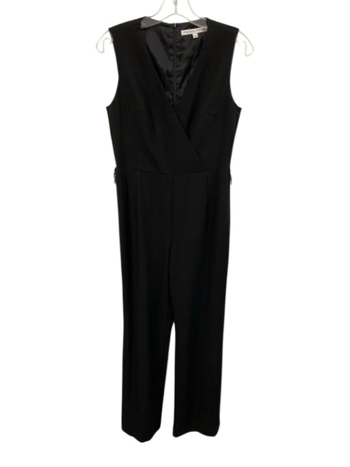 Trina Turk Size 6 Black No Fabric Tag Sleeveless V Neck Wrap Front Jumpsuit Black / 6