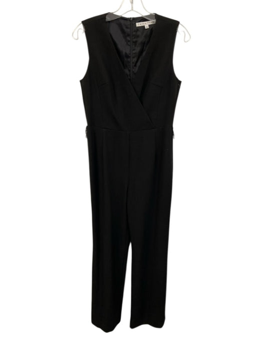 Trina Turk Size 6 Black No Fabric Tag Sleeveless V Neck Wrap Front Jumpsuit Black / 6