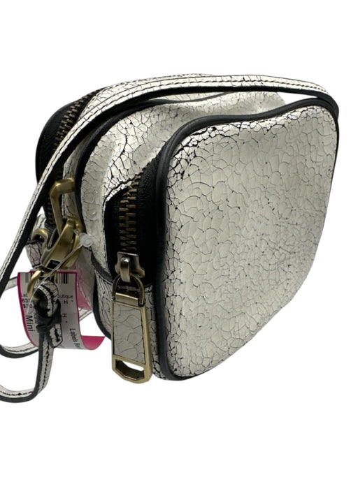 Rafe White & Black Leather Zip Close Cross Body Strap Brass Hardware Bag White & Black / Mini
