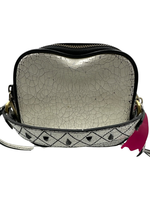 Rafe White & Black Leather Zip Close Cross Body Strap Brass Hardware Bag White & Black / Mini