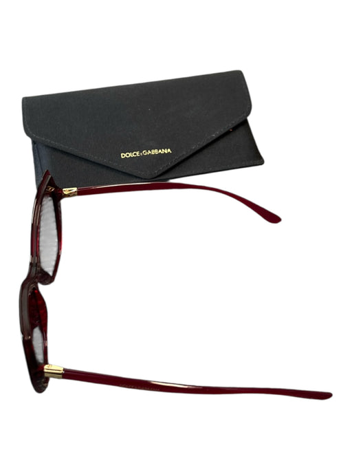 Dolce & Gabbana Red Acetate Angular Goldtone Detail Cat Eye Sunglasses Red