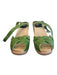 Hasbeens Shoe Size 36 Green Leather Wood platform Peep Toe Ankle Buckle Shoes Green / 36
