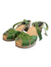 Hasbeens Shoe Size 36 Green Leather Wood platform Peep Toe Ankle Buckle Shoes Green / 36