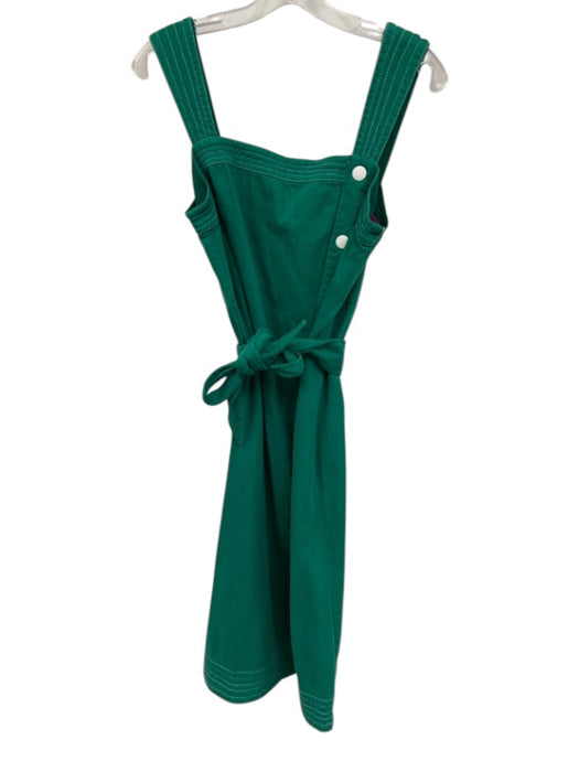 Maeve by ANTHROPOLGIE Size 6 Green Cotton Blend Button Detail Square Neck Dress Green / 6