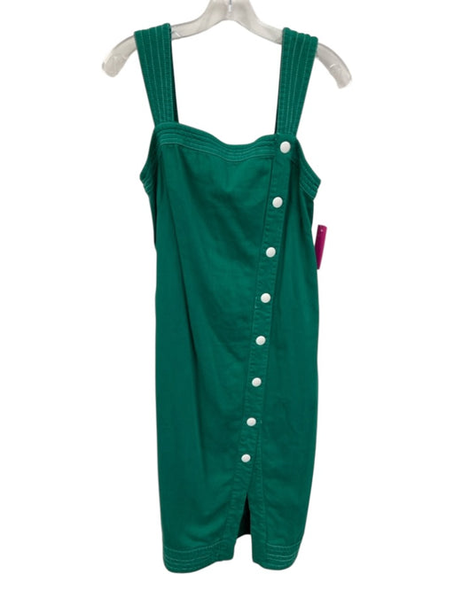 Maeve by ANTHROPOLGIE Size 6 Green Cotton Blend Button Detail Square Neck Dress Green / 6