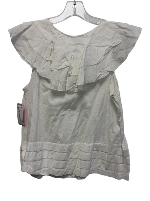 See By Chloe Size 4 White Cotton Sleeveless Sleeveless Ruffles 1/4 Button Top White / 4