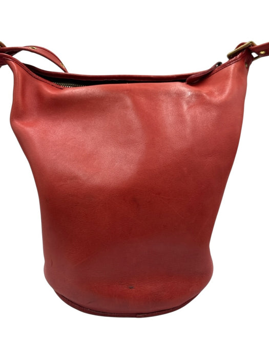 Coach Burnt Orange Leather Zip Top Shoulder Strap Tote Bucket Bag Burnt Orange / L
