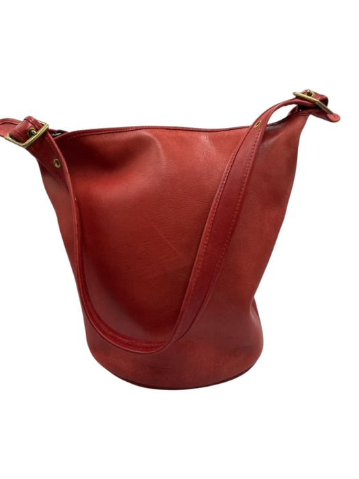 Coach Burnt Orange Leather Zip Top Shoulder Strap Tote Bucket Bag Burnt Orange / L