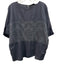 Mizuiro-ind Size Est L Slate Blue Cotton 1/2 Dolman Sleeve Embroidered Panel Top Slate Blue / Est L