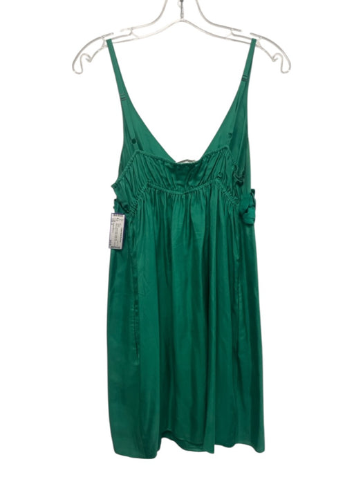 Susana Monaco Size 6 Green Silk Sleeveless V Neck Ruffle Detail Dress Green / 6
