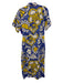 Cleobella Size S Blue, Cream & Yellow Cotton Abstract Print 1/2 Button Dress Blue, Cream & Yellow / S