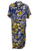 Cleobella Size S Blue, Cream & Yellow Cotton Abstract Print 1/2 Button Dress Blue, Cream & Yellow / S