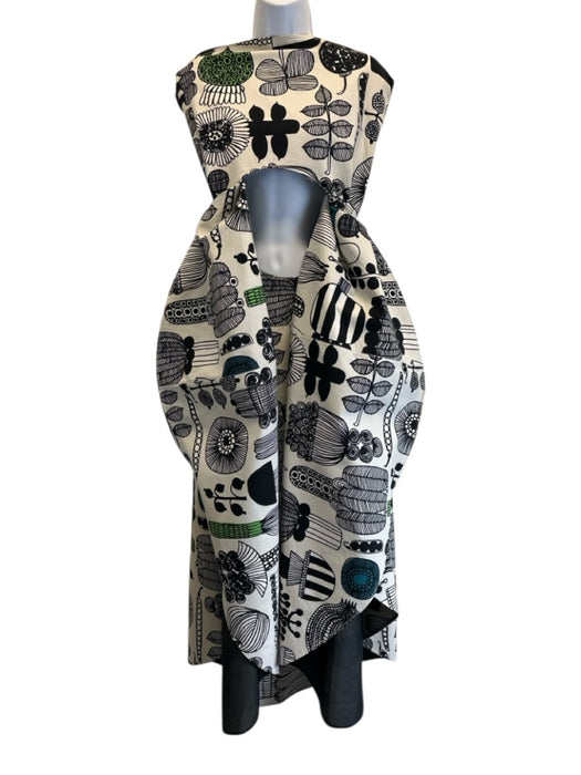 Comme De Garcon Size S White, Black & Multi Cotton & Nylon Printed Cut Out Gown White, Black & Multi / S