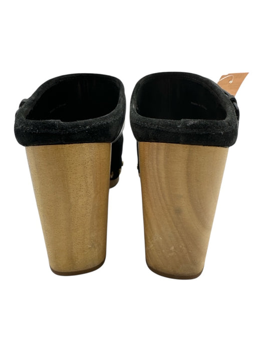 Veronica Beard Shoe Size 7 Black Leather Upper Suede Buckle Detail Clog Mules Black / 7
