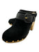 Veronica Beard Shoe Size 7 Black Leather Upper Suede Buckle Detail Clog Mules Black / 7