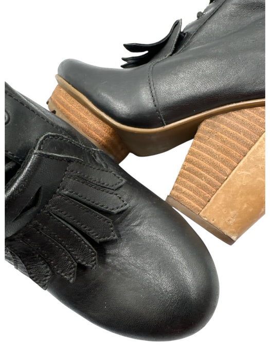 Tsubo Shoe Size 6.5 Black Leather Upper Lace Up Platform Round Toe Booties Black / 6.5