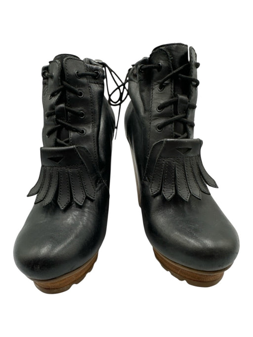 Tsubo Shoe Size 6.5 Black Leather Upper Lace Up Platform Round Toe Booties Black / 6.5