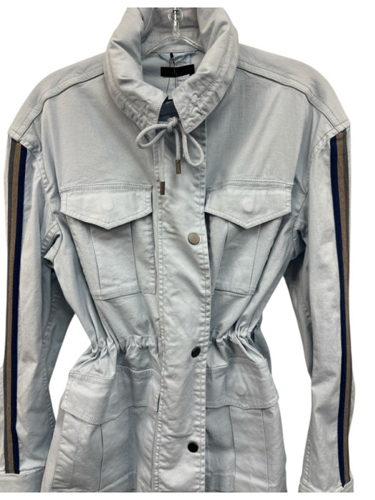 ATM Size S Blue Cotton Blend Zip & Button Patch Pocket Long Sleeve Denim Jacket Blue / S