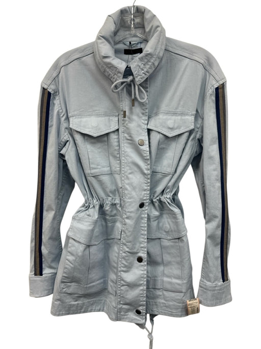 ATM Size S Blue Cotton Blend Zip & Button Patch Pocket Long Sleeve Denim Jacket Blue / S