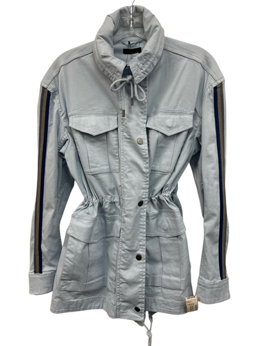 ATM Size S Blue Cotton Blend Zip & Button Patch Pocket Long Sleeve Denim Jacket Blue / S