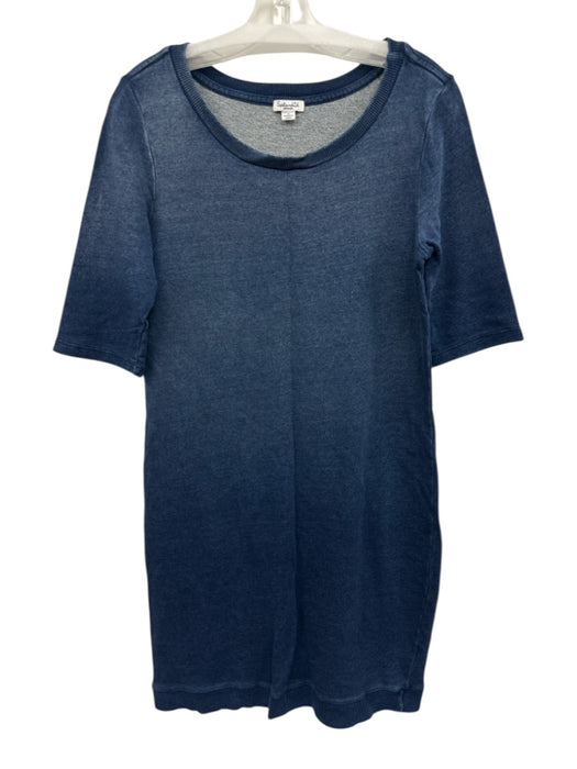 Splendid Size M Navy Cotton Wide Neck Short Sleeve Knee Length Dress Navy / M