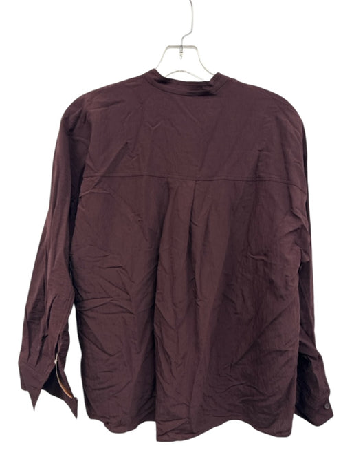 COS Size 2 Burgundy Rayon Blend High Neck Long Sleeve Top Burgundy / 2