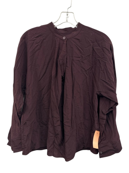 COS Size 2 Burgundy Rayon Blend High Neck Long Sleeve Top Burgundy / 2