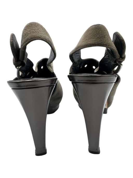 Stuart Weitzman Shoe Size 6.5 Grey Textile Suede Grommet Stiletto Sandals Grey / 6.5