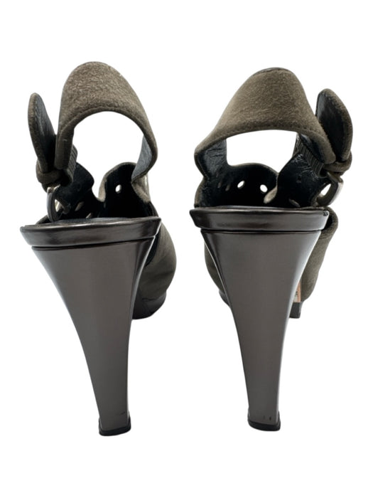 Stuart Weitzman Shoe Size 6.5 Grey Textile Suede Grommet Stiletto Sandals Grey / 6.5