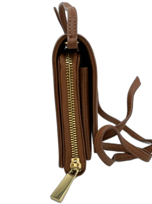 Vince Camuto Tan Pebble Leather Gold hardware flap over Wallet Crossbody Bag Tan / Mini