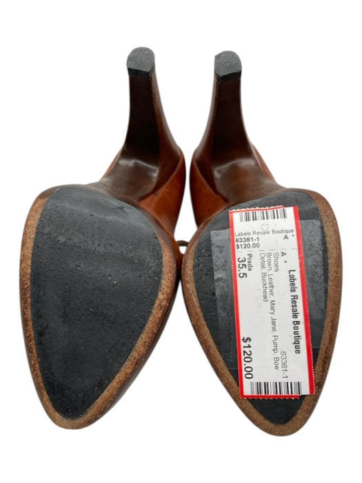 Prada Shoe Size 35.5 Brown Leather Mary Jane Pump Bow Detail Shoes Brown / 35.5