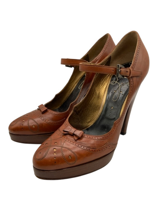 Prada Shoe Size 35.5 Brown Leather Mary Jane Pump Bow Detail Shoes Brown / 35.5