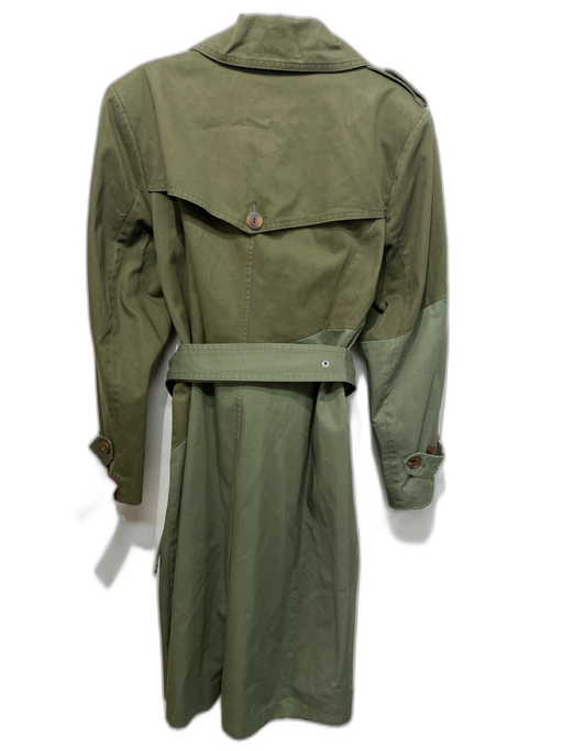 Nordstrom Size L Olive Green & Light Green Cotton Color Block Double Breast Coat Olive Green & Light Green / L