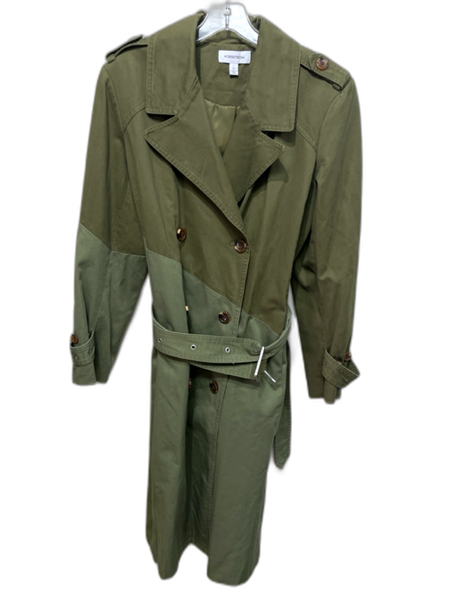 Nordstrom Size L Olive Green & Light Green Cotton Color Block Double Breast Coat Olive Green & Light Green / L