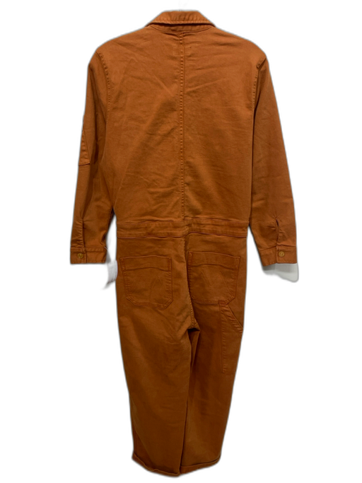 Mother Size S Burnt Orange Cotton Denim Long Sleeve Patch Pocket Zip Up Jumpsuit Burnt Orange / S