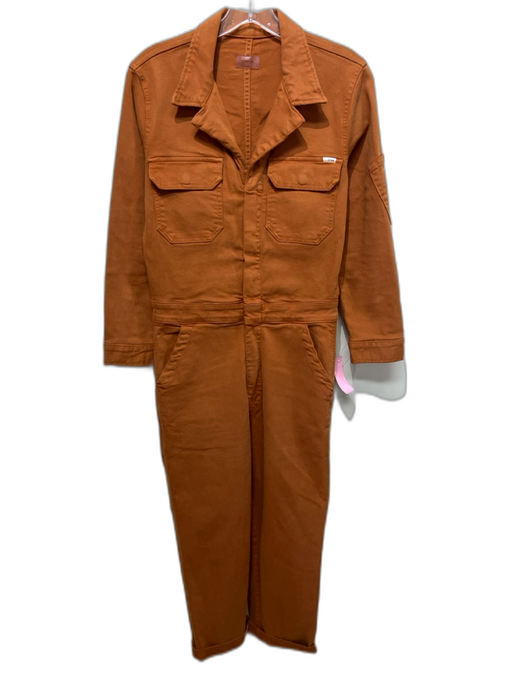 Mother Size S Burnt Orange Cotton Denim Long Sleeve Patch Pocket Zip Up Jumpsuit Burnt Orange / S