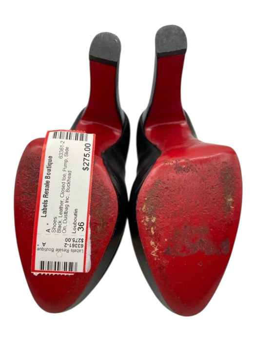 Louboutin Shoe Size 36 Black Leather Closed toe Pump Slide On Dustbag Inc. Shoes Black / 36