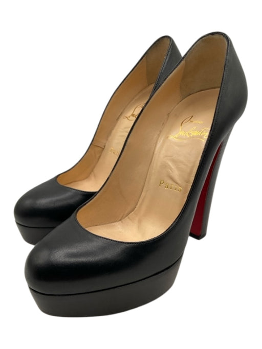 Louboutin Shoe Size 36 Black Leather Closed toe Pump Slide On Dustbag Inc. Shoes Black / 36