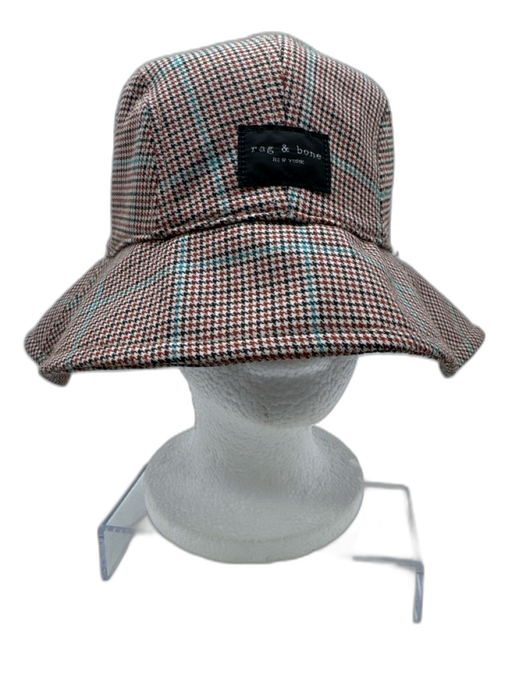Rag & Bone Brown, Black & Blue Polyester Blend Plaid bucket Logo Hat Brown, Black & Blue / One Size