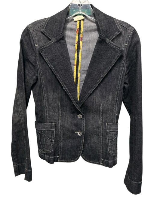 Level 99 Size S Dark Gray Cotton Blend Denim Front Pocket Two Button Jacket Dark Gray / S