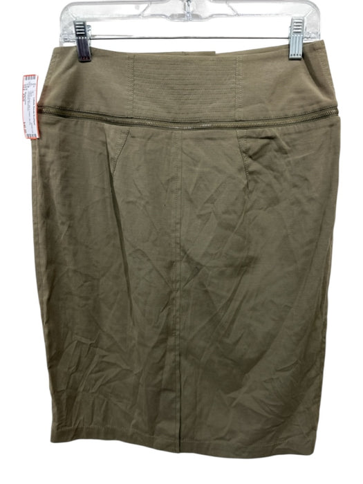 Magaschoni Size XS/S Olive Green Silk & Cotton Zip Fly Pockets Skirt Olive Green / XS/S